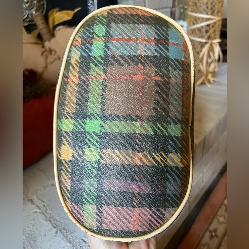Dooney & Bourke Multicolor Rainbow Tartan Plaid Shoulder Bucket Bag - Picture 10 of 16